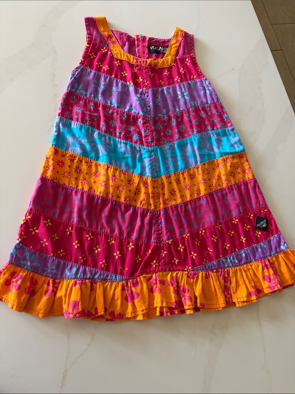 Voganto Kids Made in Italy Girls dress Pink, Purple, Turquoise & Orange